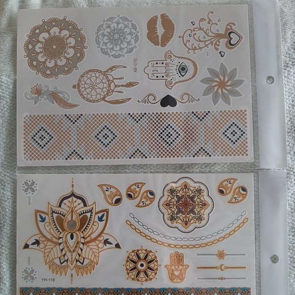 3 sheets Golden Silver Temporary Tattoo - Picture 5 of 16